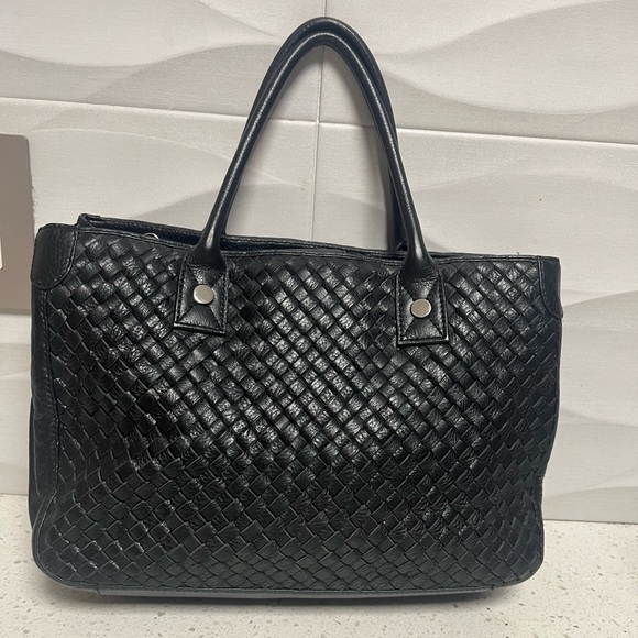 Valerie Stevens Handbags - Valerie Stevens Black Woven Shoulder Bag